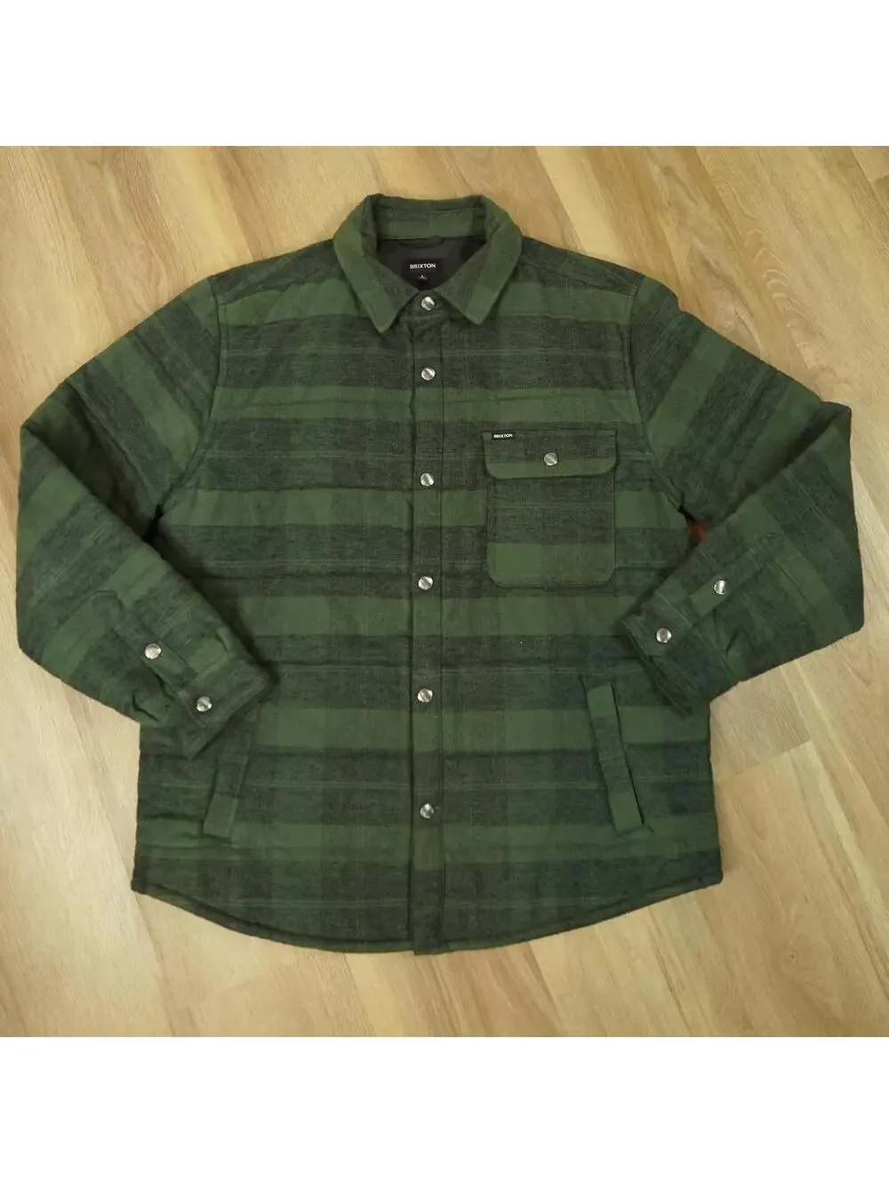 Brixton Men's Quilted Puffer‎ Jacket - Plaid Green Large